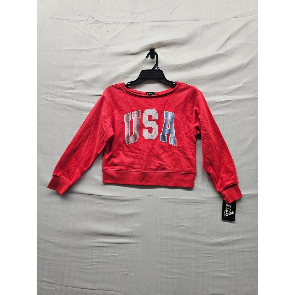 Art Class Girls USA Graphic Sweatshirt Red Cotton Blend Casual Size Medium